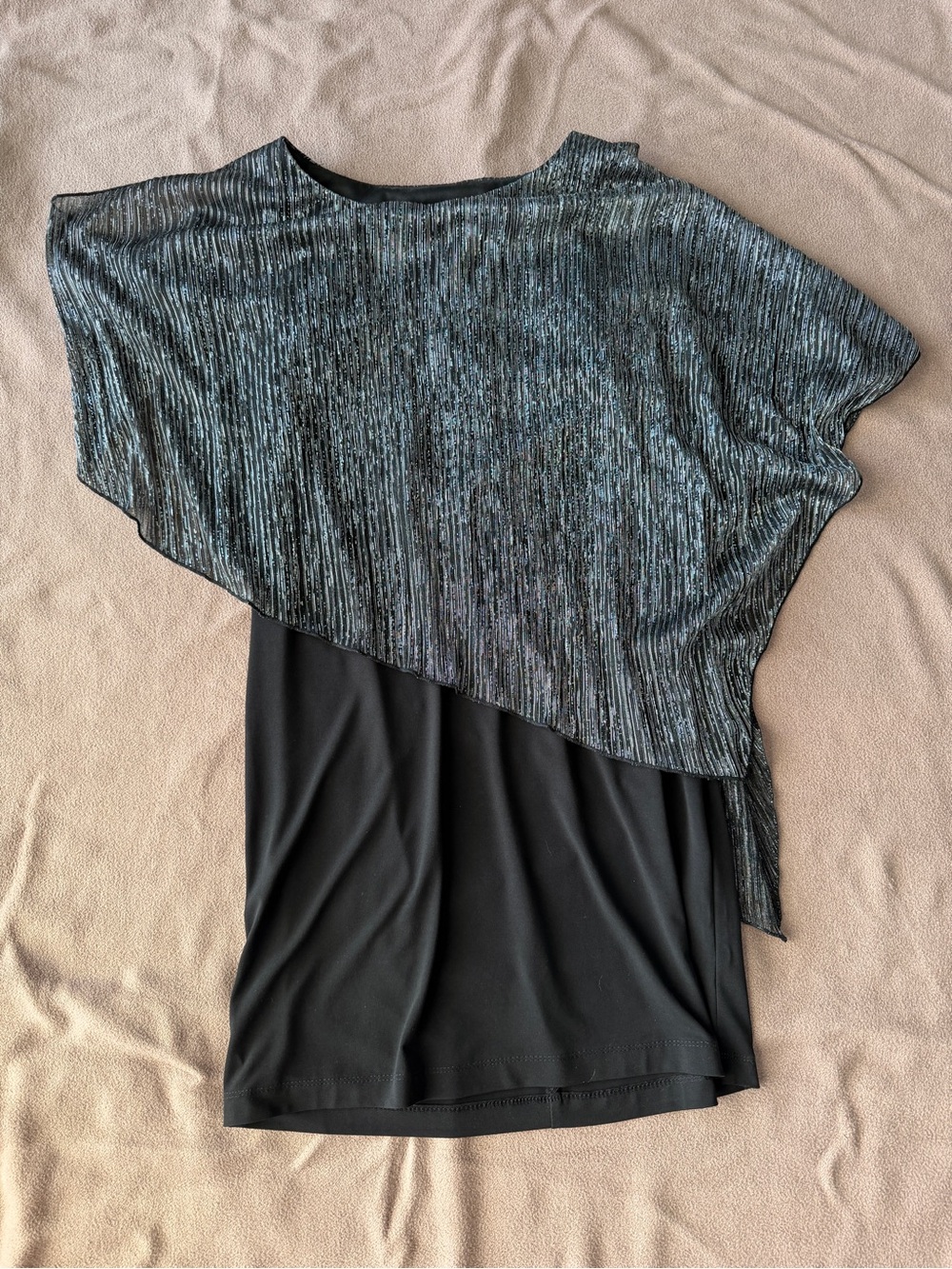 connected apparel Black Metallic Overlay Tunic Top